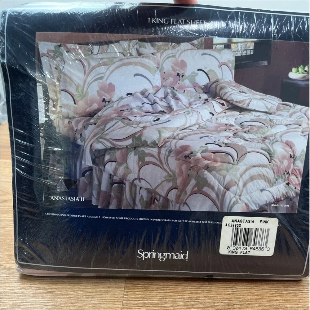 Vintage Springmaid Anastasia II King Size Flat Sheet 80s Art Deco NEW in Package